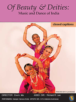 "Of Beauty & Deities" focuses on the classical, southern Indian bharata natyam. This is a dance and music form which tells the stories of Hindu deities, and the dance movements are a form of sign language. To make it more accessible, we have "translated" one of the dances. The documentary relies heavily upon the expertise of K.P. and Katherine Kunhiraman, dance instructors trained in the prestigious Kalakshetra Institute in Chennai (formerly Madras), India.
